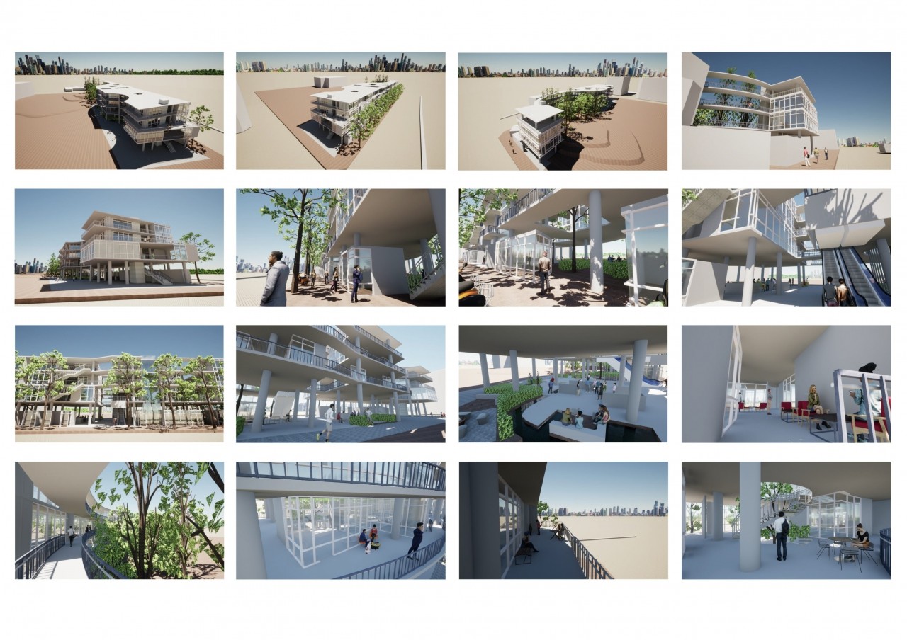 1) Movement of path and penetration of sight_Fengjia Fuxing Park Youth Residence 2) The wrapping of urban and natural el